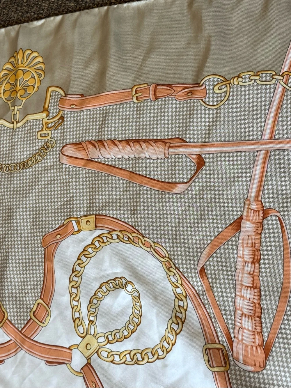 Nordstrom’s made in Italy, silk scarf horse bit chain